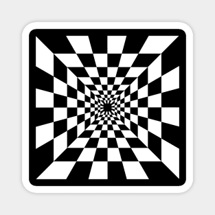 Psychedelic tunnel. Optical illusion. Black and white. Magnet