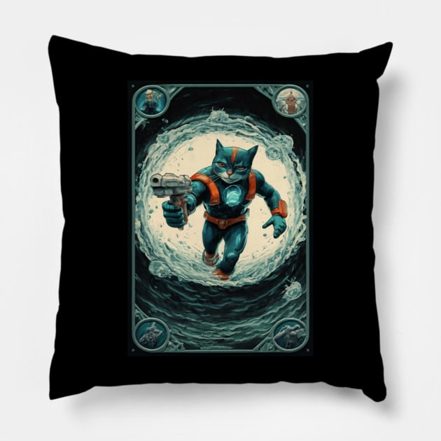 Super Hero Cat Man New Breed Card Collection Pillow by joolsd1@gmail.com