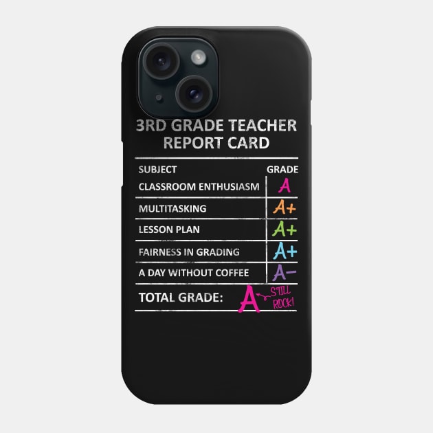 Funny 3rd Third Grade Teacher Report Card Back to School Phone Case by HCMGift