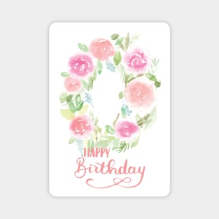 Happy Birthday Watercolor Wreath Card Magnet