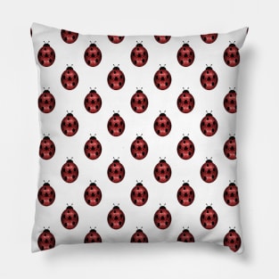 Sparkling red sparkles Ladybird Ladybug pattern White Pillow