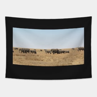 Elephant Herd, Serengeti, Tanzania Tapestry