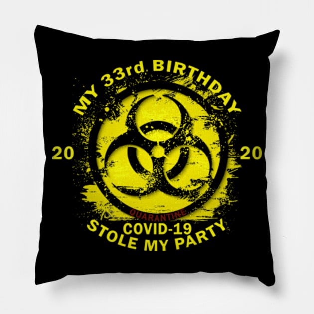 33rd Birthday Quarantine Pillow by Omarzone