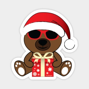 Cool Santa Bear with sunglasses and Christmas gift Magnet