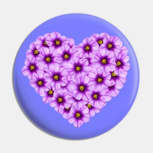 Purple Flower Heart Made of Million Bell Blooms Pin