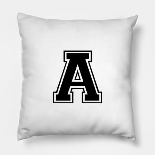 Initial Letter A - Varsity Style Design - Black text Pillow