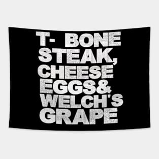 Vintage T Bone Steak Cheese Eggs Welchs Grape Tapestry