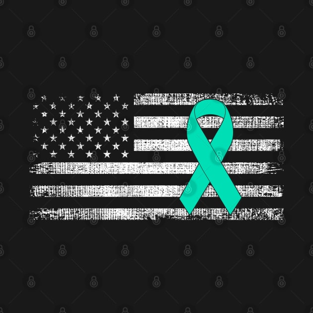 Cervical Cancer Awareness Ribbon Classic American Flag by Gendon Design