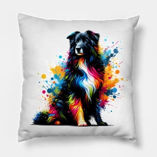 Croatian Sheepdog in Artistic Colorful Splash Style Pillow