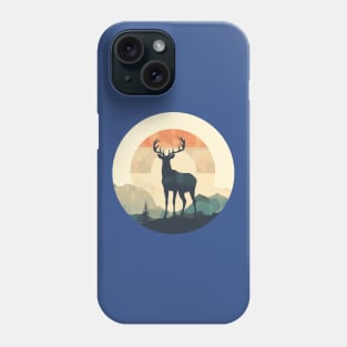 Deer Silhouette Emerald Forest Camping Sport Circle Phone Case