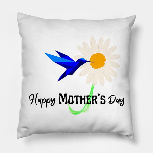 Happy Mothers Day, hummingbird Pillow by FreeSoulLab