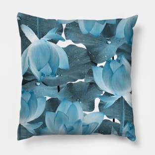 Ethereal Blue Lotus Pillow