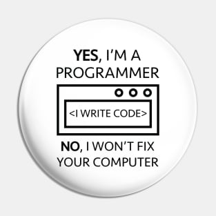 I Write Code Pin