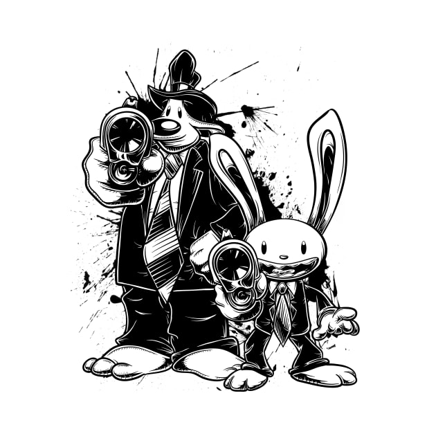 Sam & Max X Pulp Fiction (black) by crula