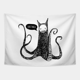 Greetings from the kraken cat Tapestry