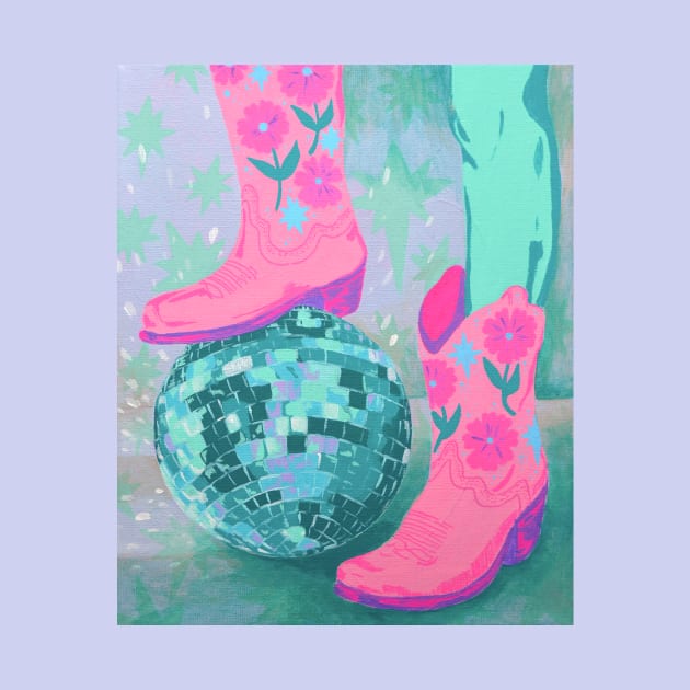 Cowgirl Disco - Groovin' Boots by rosiemoonart