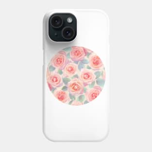 Oversized Opal Pink and Peach Painted Roses Phone Case