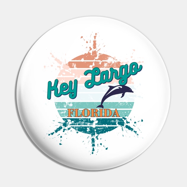 Key Largo Florida Exploding Retro Vintage Sunset Pin by AdrianaHolmesArt