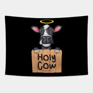 Cute adorable funny cow looking Holy Cow Tapestry