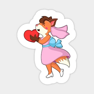 Fox as Bride with Dress & Heart Magnet