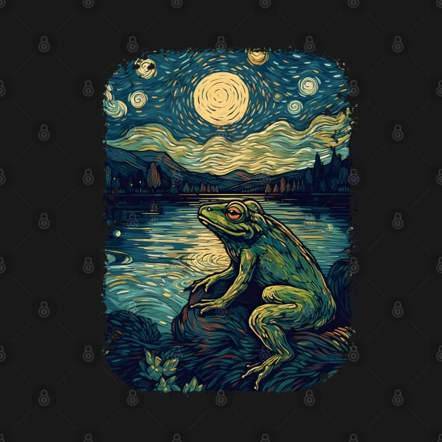 Vincent Van Gogh Starry Night  Frog Art by Emmi Fox Designs