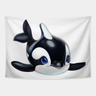 Cute Orca Drawing Tapestry