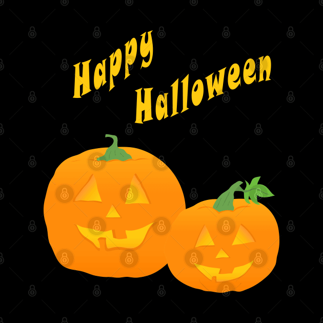 Halloween Jack-O-Lanterns or Jack-O’Lanterns smiling wishing Happy Halloween by SPJE Illustration Photography