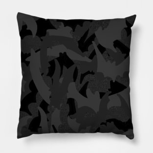 Spooky Camo Bats in Black and Silver Pillow