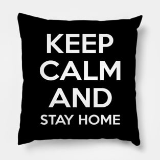 Minimalist Keep Calm And Stay Home Typography Design Pillow