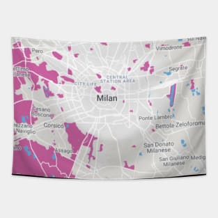 Milan purple/white map Tapestry