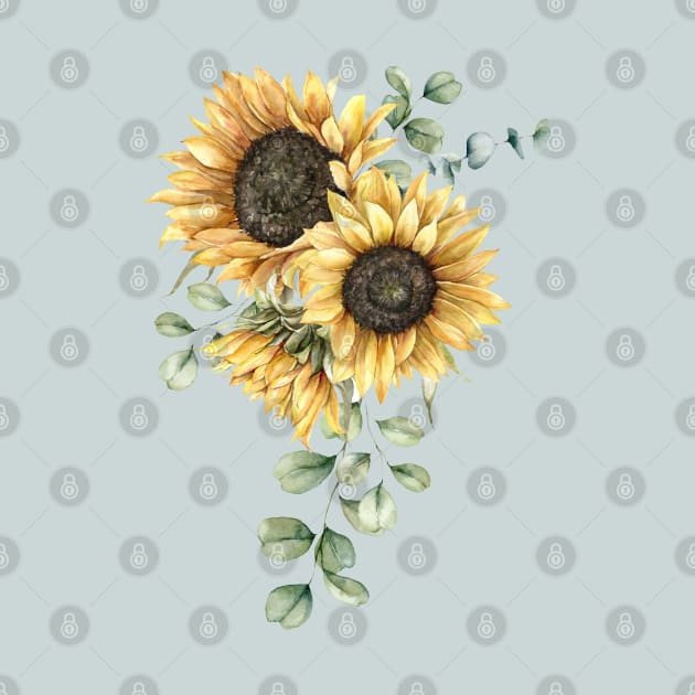 Sunflowers and Eucalyptus Isolated by lauradyoung