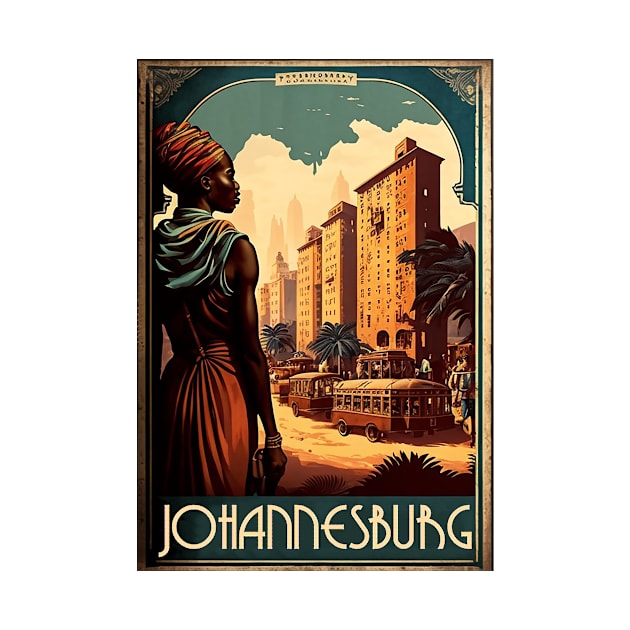 Johannesburg South Africa Vintage Travel Art Poster by OldTravelArt