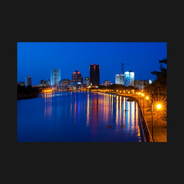 Rochester NY Skyline at Dusk Genesee River by WayneOxfordPh