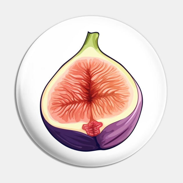 Fig Fruit Art Pin by Pastel Craft