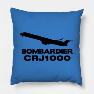 Bombardier CRJ1000 Silhouette Print (Black) Pillow