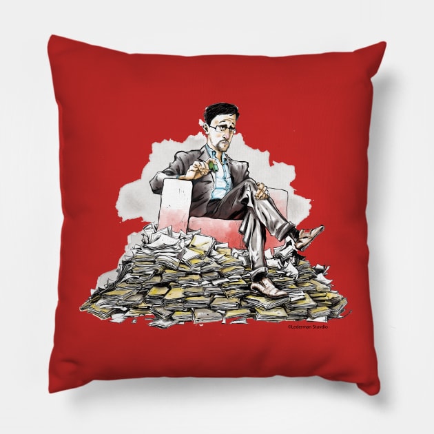 The Files of Edward Snowden Pillow by LedermanStudio