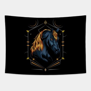 head horse illustration with ornament background Tapestry