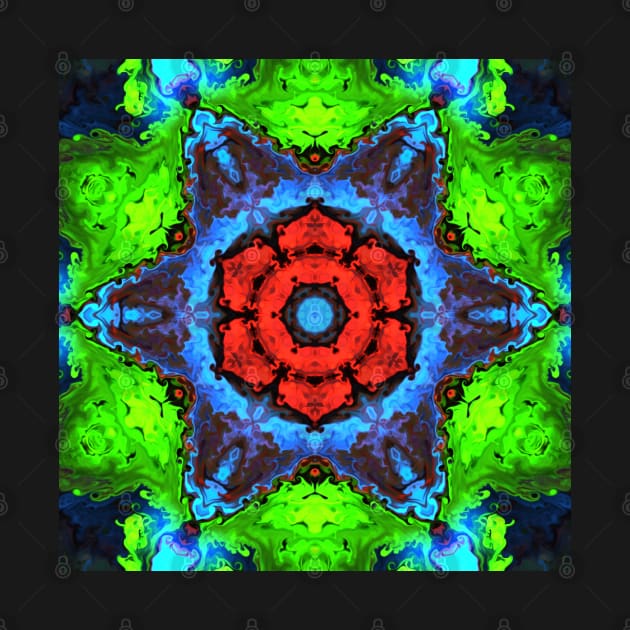 Psychedelic Kaleidoscope Red Blue and Green by WormholeOrbital