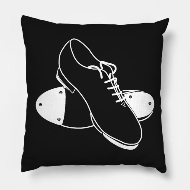 Tap Shoes - Drawn in white line. Pillow by JossSperdutoArt