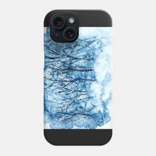 Abstract Winter Forest with Falling Snow Phone Case