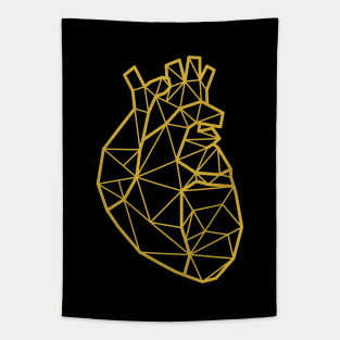 Golden Geometric Heart Version 2 Tapestry