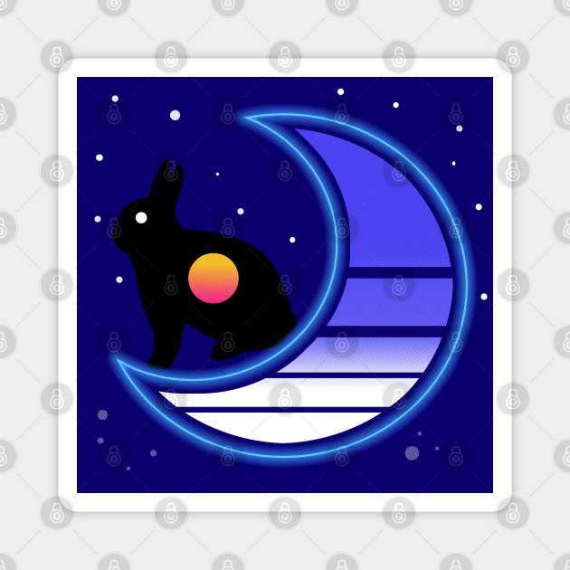 Synthwave Rabbit In The Moon Synthwave Magnet Teepublic