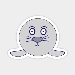 Kawaii Silly Face Grey Baby Seal Magnet