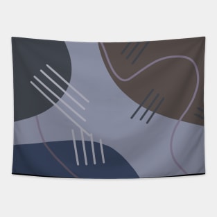 Dark Blue and Purple Abstract Art Shapes and Lines Tapestry