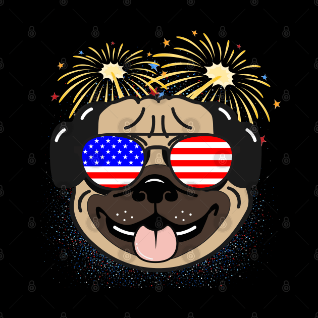 Cool Dog USA flag Patriotic 4th July independence day coolest shirt for july forth by BoogieCreates