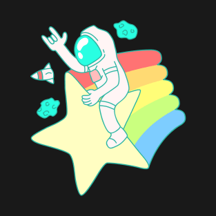 Shooting Rainbow Star Astronaut T-Shirt