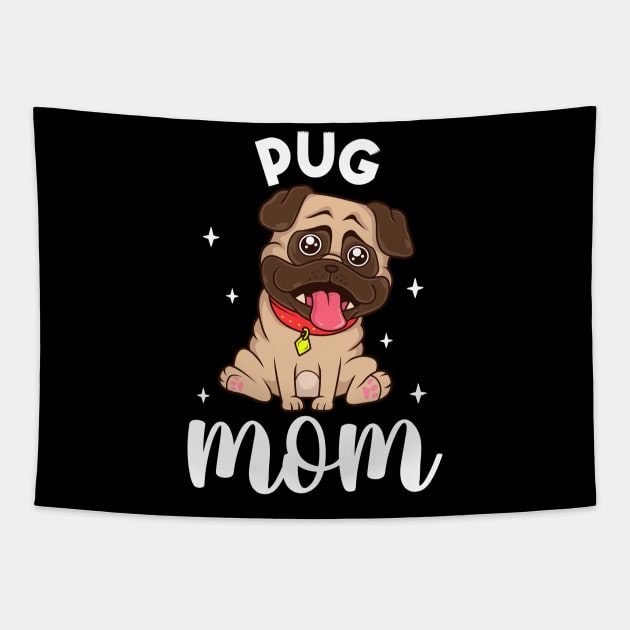 Pug Mom - Pug Tapestry by Modern Medieval Design