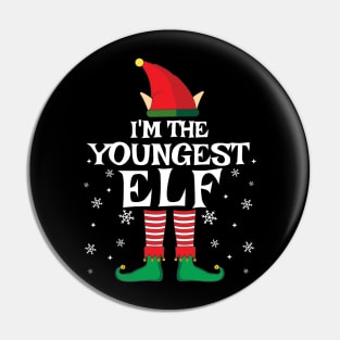 I'm The Youngest Elf Matching Family Christmas Pajama Shirt Pin