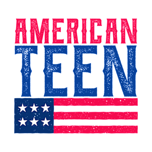 American Teen - Retro vintage American USA flag design T-Shirt