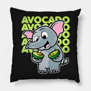 Cute Elephant Eating Avocado Kawaii Neko Anime product Pillow